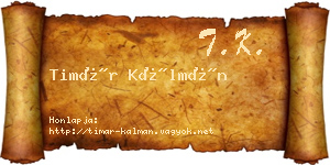 Timár Kálmán névjegykártya